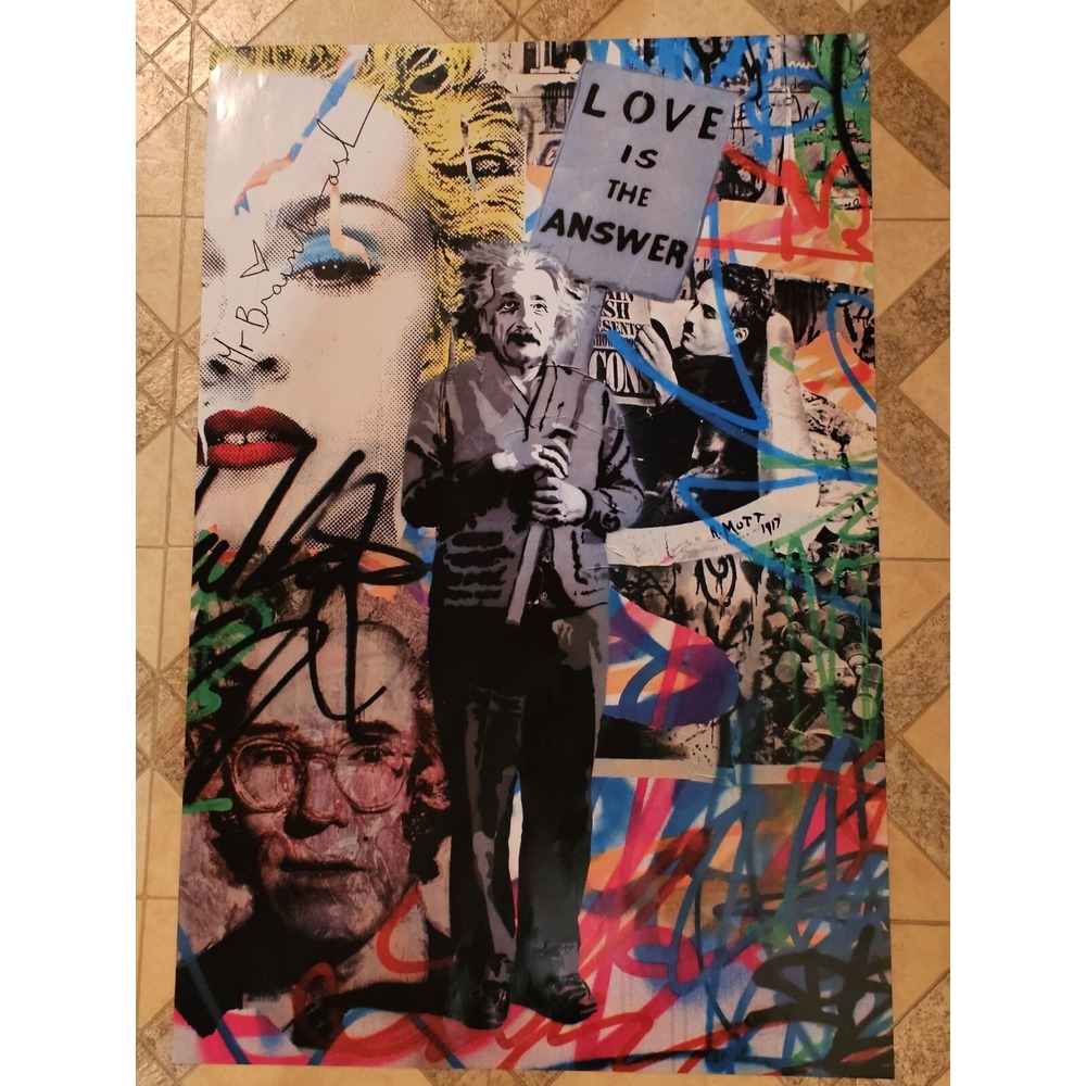 Original Litho Poster Mr. Brainwash Love Is The Answer Einstein Madonna Warhol